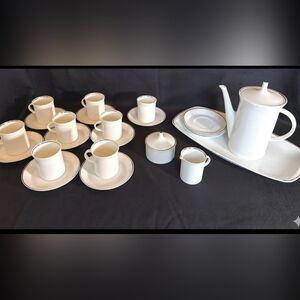 26 Pc Rosenthal 3455 Germany White Porcelain Set 8 Teacups Saucers Creamer Sugar